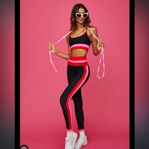 Beach Riot Neon Pink and Black Sports Bra